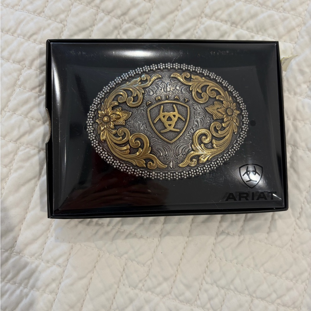Ariat Gold & Silver Decorative Belt Buckle - New in Box